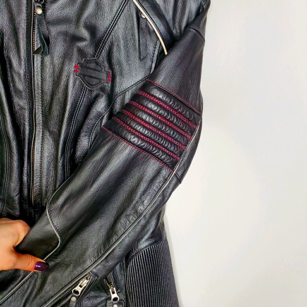 Harley Davidson leather riding jacket w/lining - Picture 12 of 16